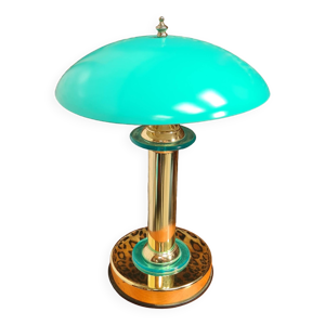 lampe turquoise chrome or 1980