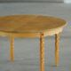 Round solid oak dining table with three extensions, mid-century Danish style, 1960s.