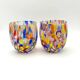 Set of 6 blown glass glasses with Murano murrine.