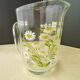 Pitcher, water carafe or glass fruit juice with hand-painted floral decoration