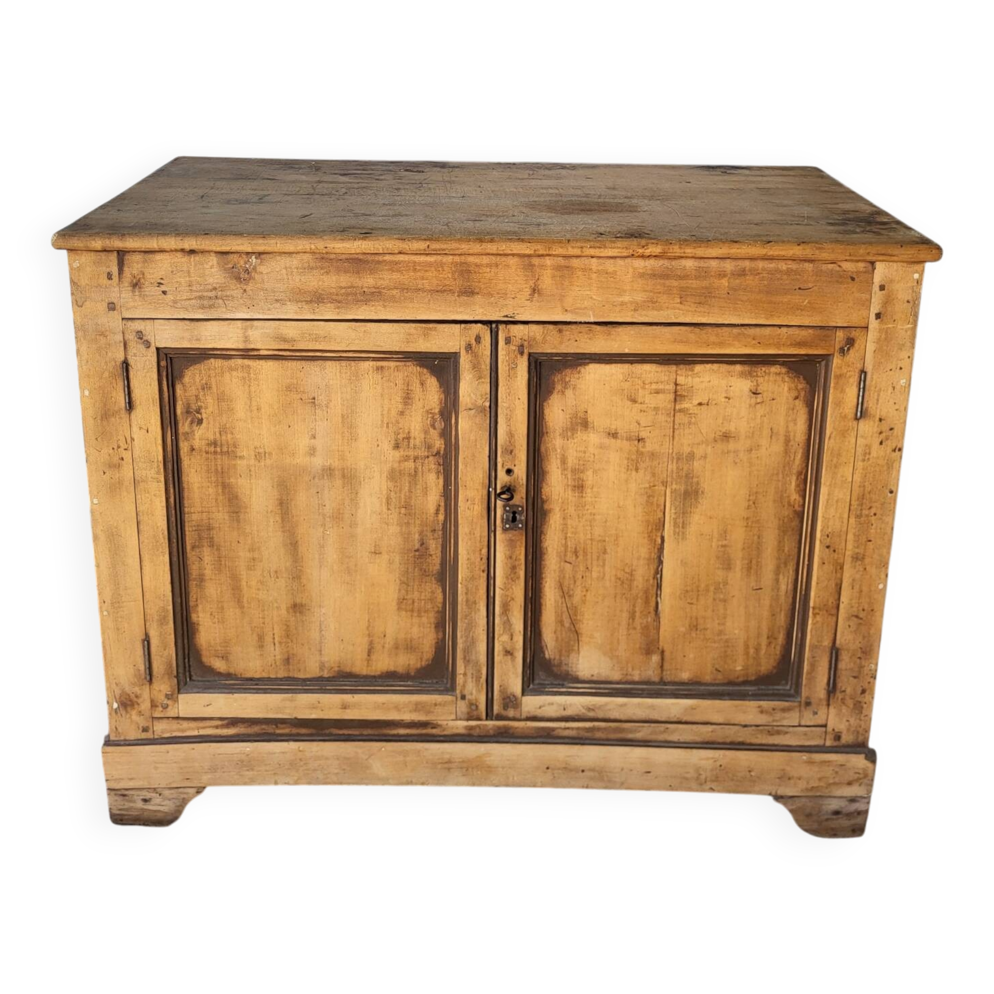 Antique sideboard, 2-door buffet in raw solid wood