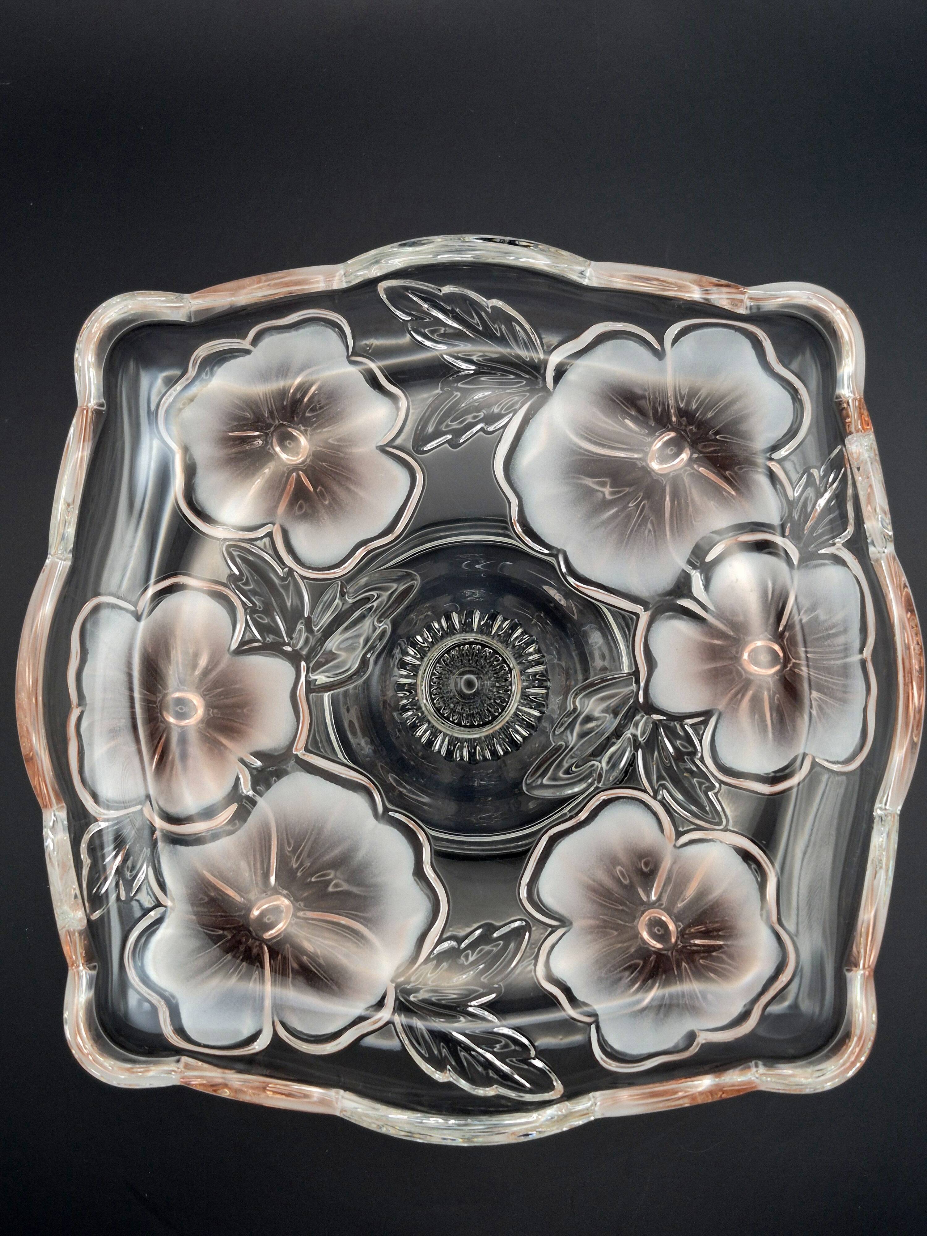 Vintage glass display stand "Pansy Bouquet Pink" — Studio Nova by Mikasa