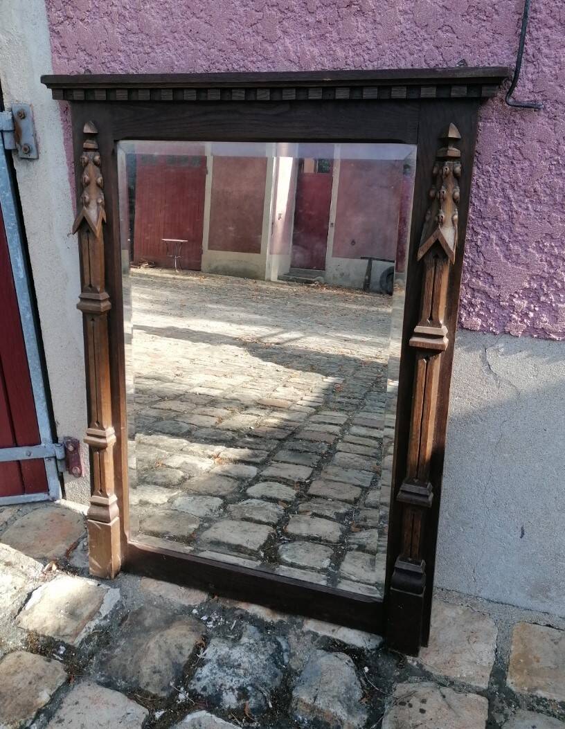 Rustic and Gothic beveled mirror