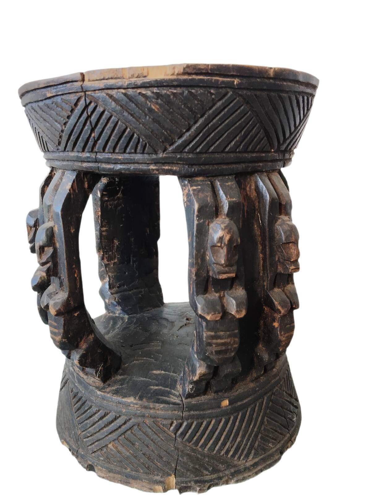 Ancient Dogon African Stool in carved solid wood - Mali