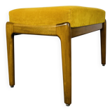 Tabouret scandinave en teck et velours jaune, années 60