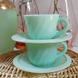 Vintage opaline jadeïte cups