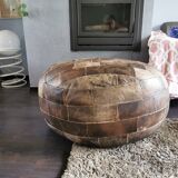 Vintage 70s leather pouf