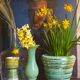 Ceramic pot cover in Art-Deco slurry