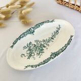 Romantic antique ravier porcelain floral style cream color and green details