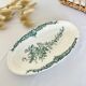 Romantic antique ravier porcelain floral style cream color and green details