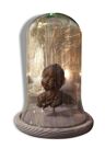 Ancien buste d'ange stuc dans son globe en verre