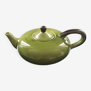 Large olive green Provençal teapot
