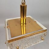 Vintage chandelier from Malmö Metallvarufabrik and pressed glass from Orrefors 1970s