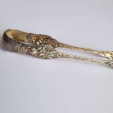 Art Nouveau sugar tongs in solid silver and vermeil
