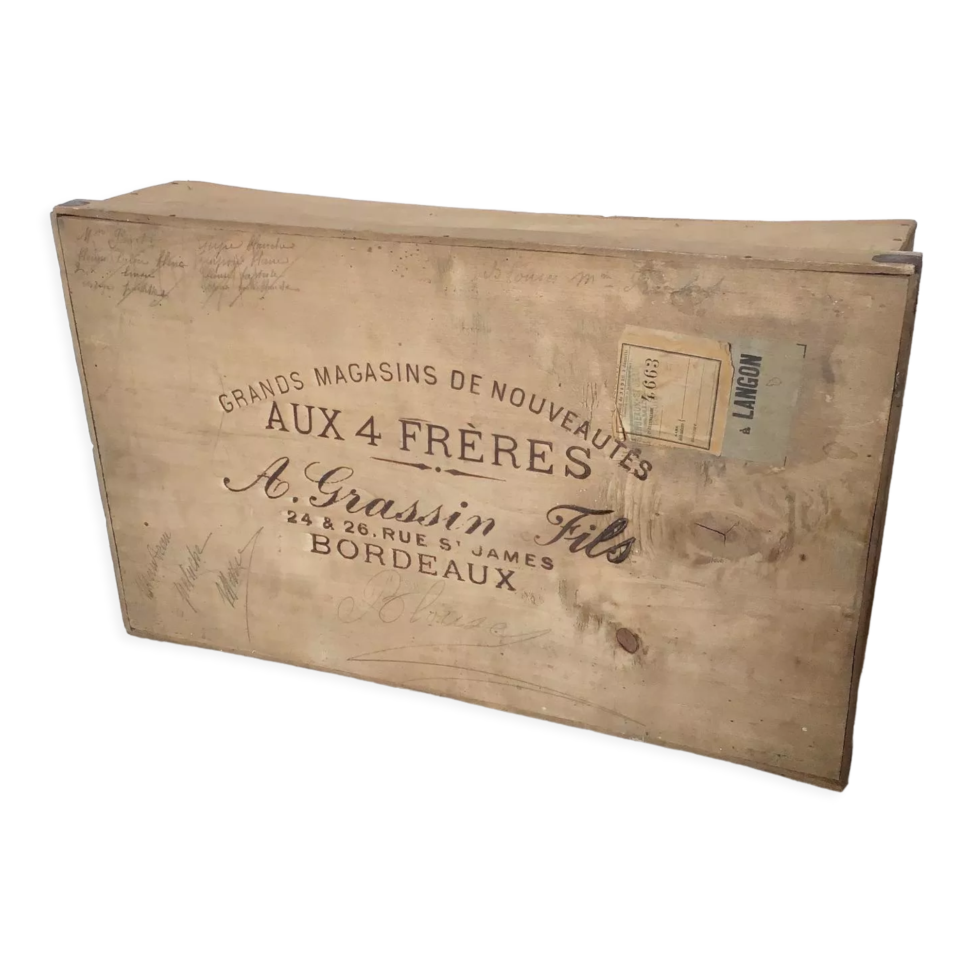Old wooden box from the department stores of Bordeaux
