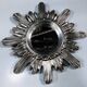 Wall Sun Mirror • Large Model • Carved Wood • Silver • 1960-70