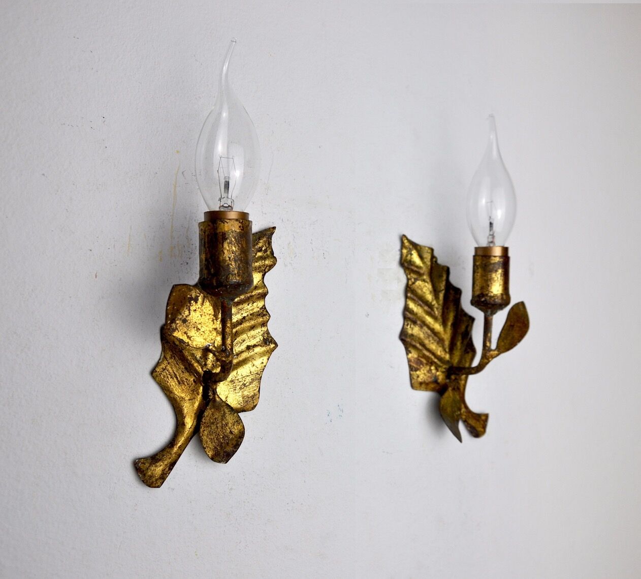 Pair of “leaf” wall lights, Italy, 1970