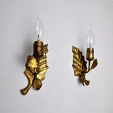 Paire d'appliques "feuilles", italie, 1970
