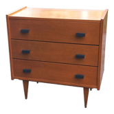 Vintage chest of drawers in gilded oak from the 50s 3 drawers feet bobbin