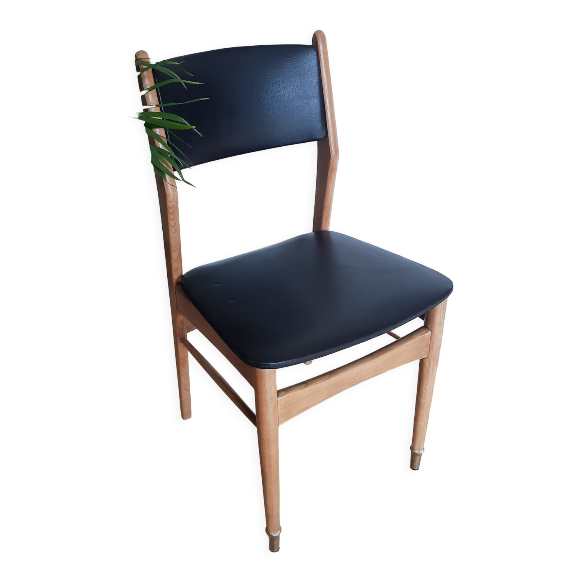 Scandinavian teak chair, brass legs, 50s