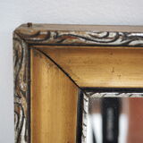 Antique mirror with wood frame