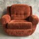 Space-age armchair shell smooth velvet brown - vintage 1970