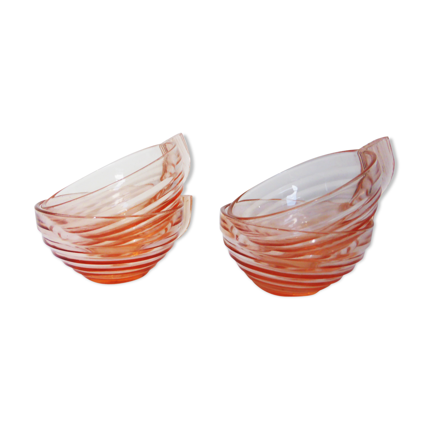 4 cups vintage Acroroc Rosaline pink glass