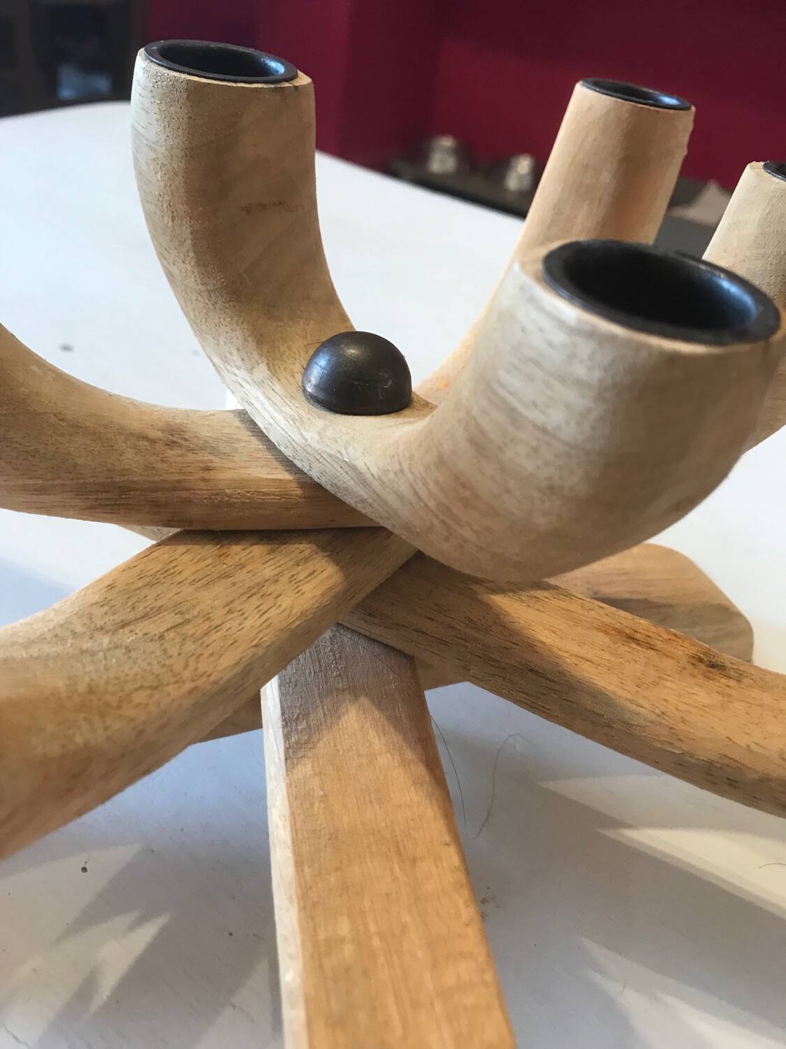 Scandinavian design vintage wood candle holder