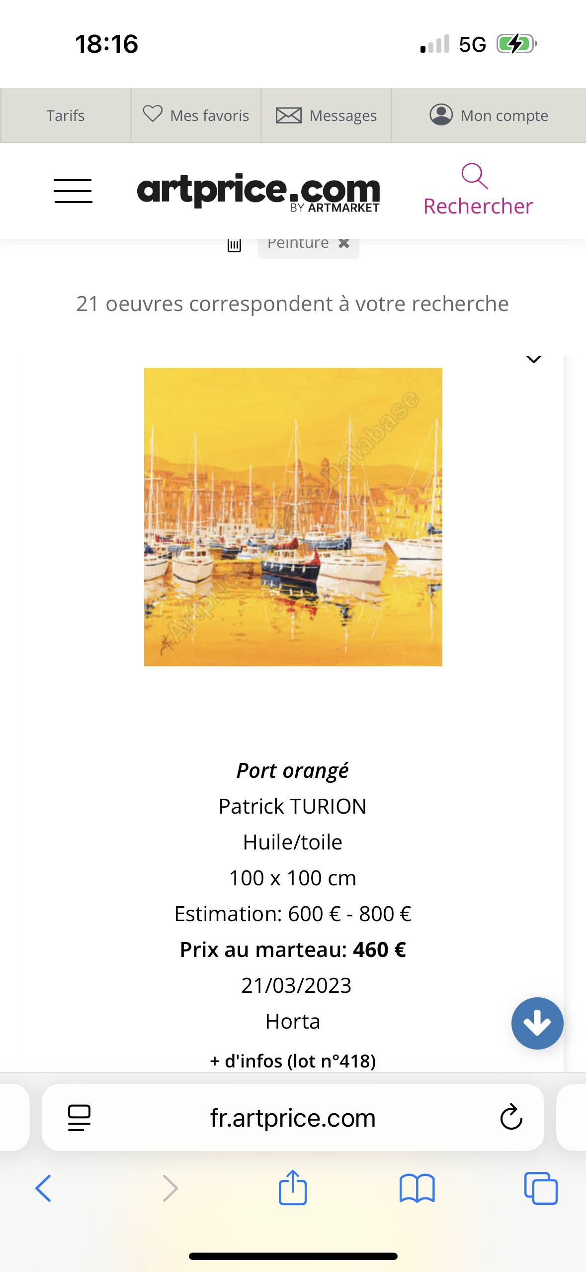Patrick TURION Large Oil Port of Saint TROPEZ 80x80cm Exhibitions