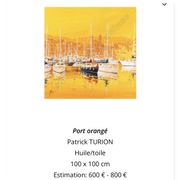 Patrick TURION Large Oil Port of Saint TROPEZ 80x80cm Exhibitions