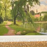 Landscape oil on wood framed