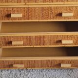 Vintage rattan chest of drawers from the 1970s.