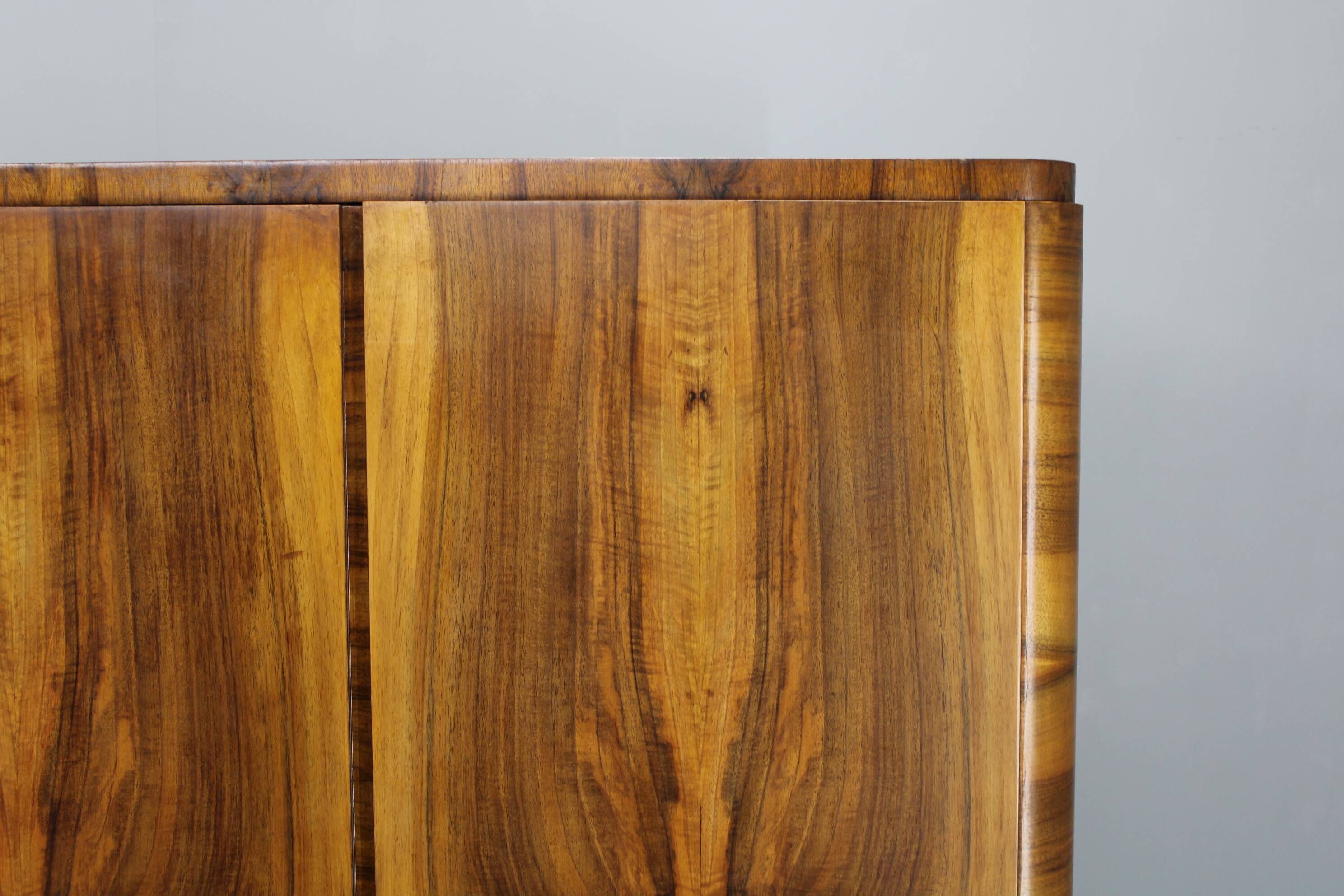 1930s Bauhaus Wardrobe by Vichr & Spol in walnut Finish, Czechoslovakia