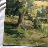 Oil on cardboard landscape 20th century sign Fude Plois 20th century