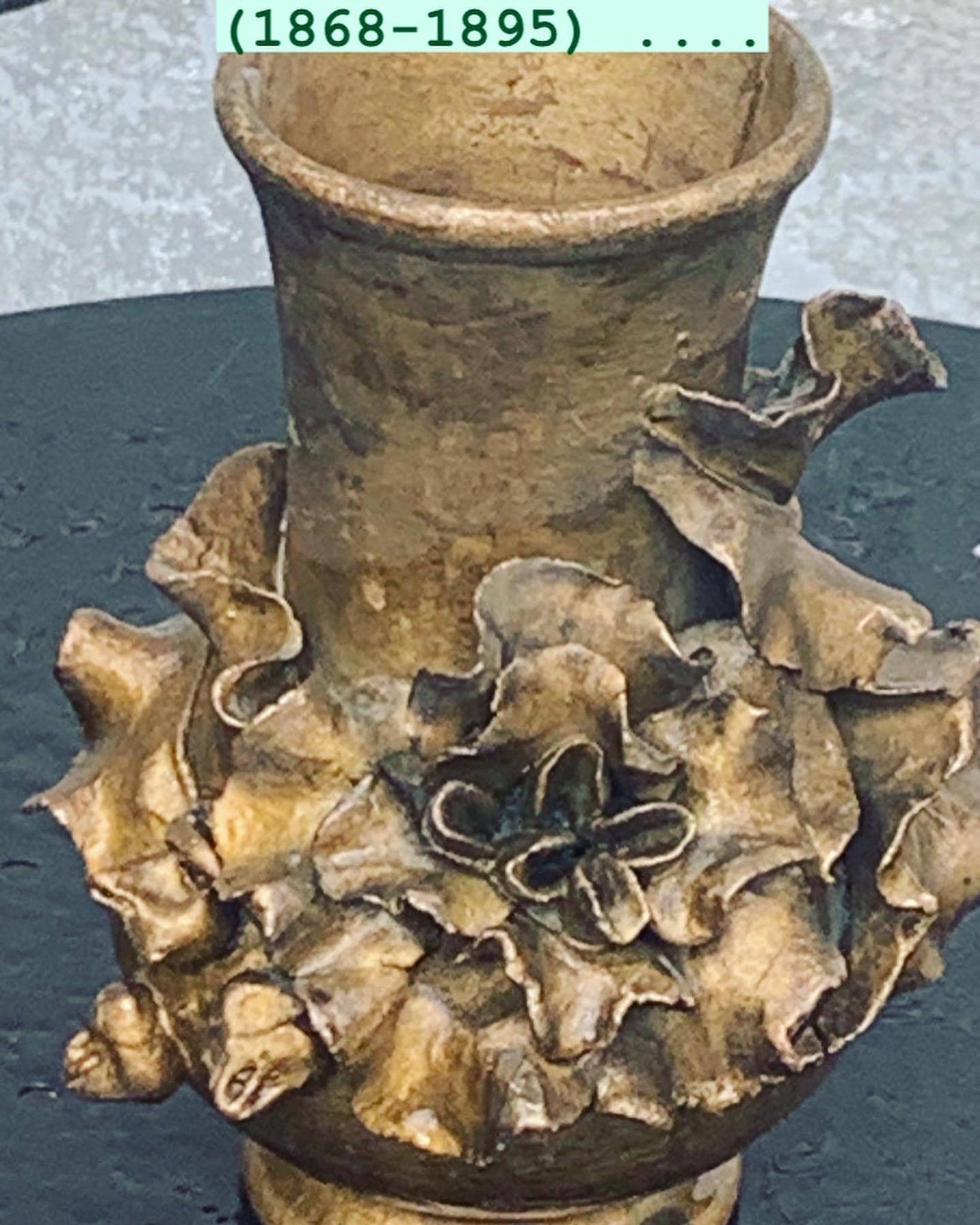Pair of slip vases, ceramic with golden patina, signed Édouard Gilles.