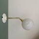Applique globe vintage en verre de Clichy blanc