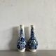 Lot of large Polish ceramic vases with hand-painted blue floral decoration