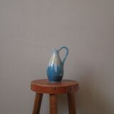 Vase with handle in enameled ceramic artisanal production country decoration slow handmade pottery