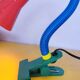 Lampe pince flexible multicolore postmoderne 1980