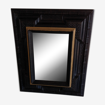 Miroir rectangulaire noir et or style art déco 50x41cm