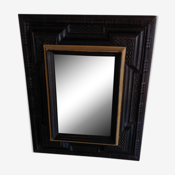Rectangular mirror black and gold art deco style 50x41cm