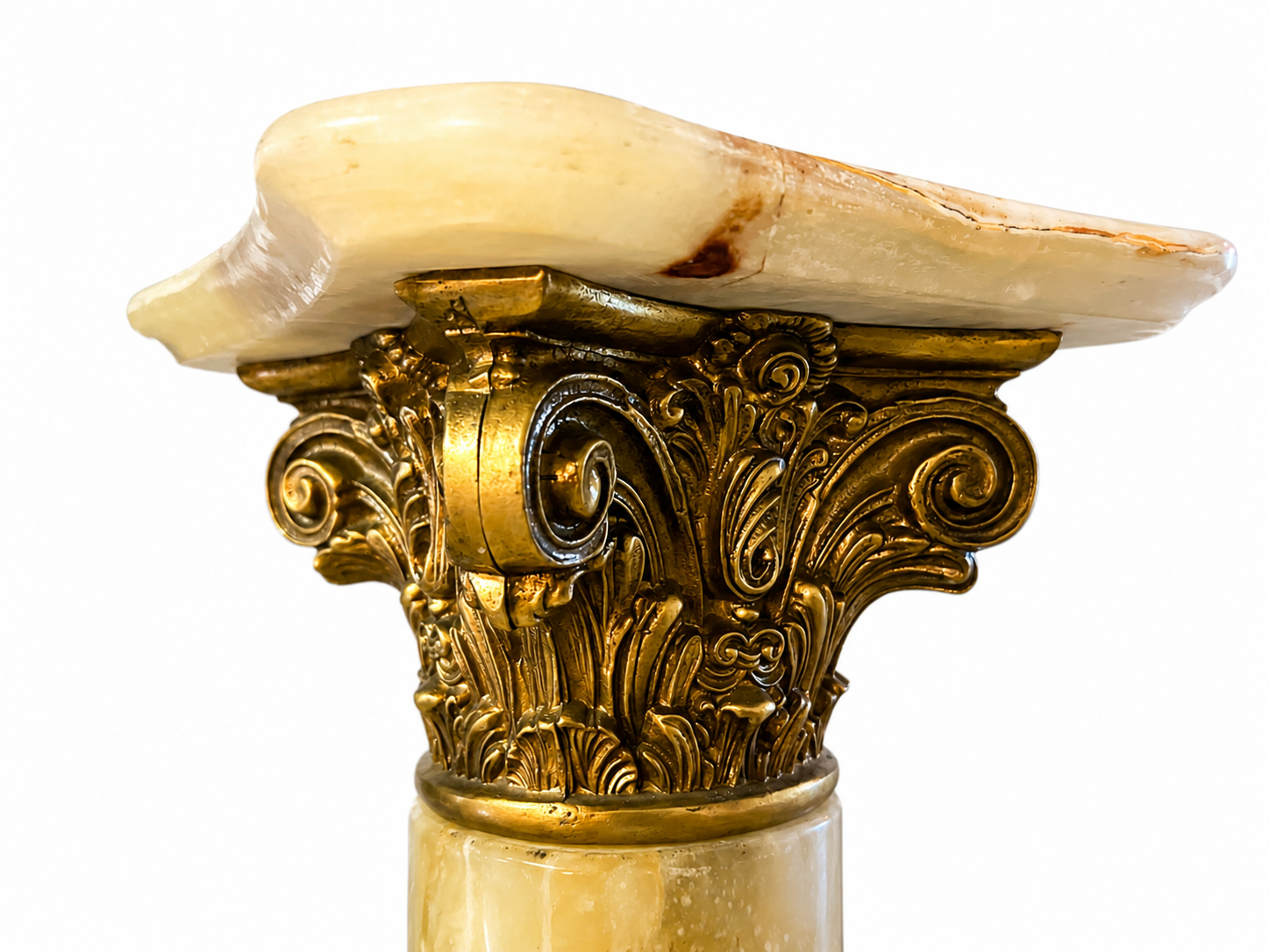 Onyx and gilded bronze column in Corinthian style – Display pedestal