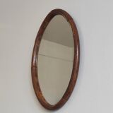 Vintage oval rattan mirror