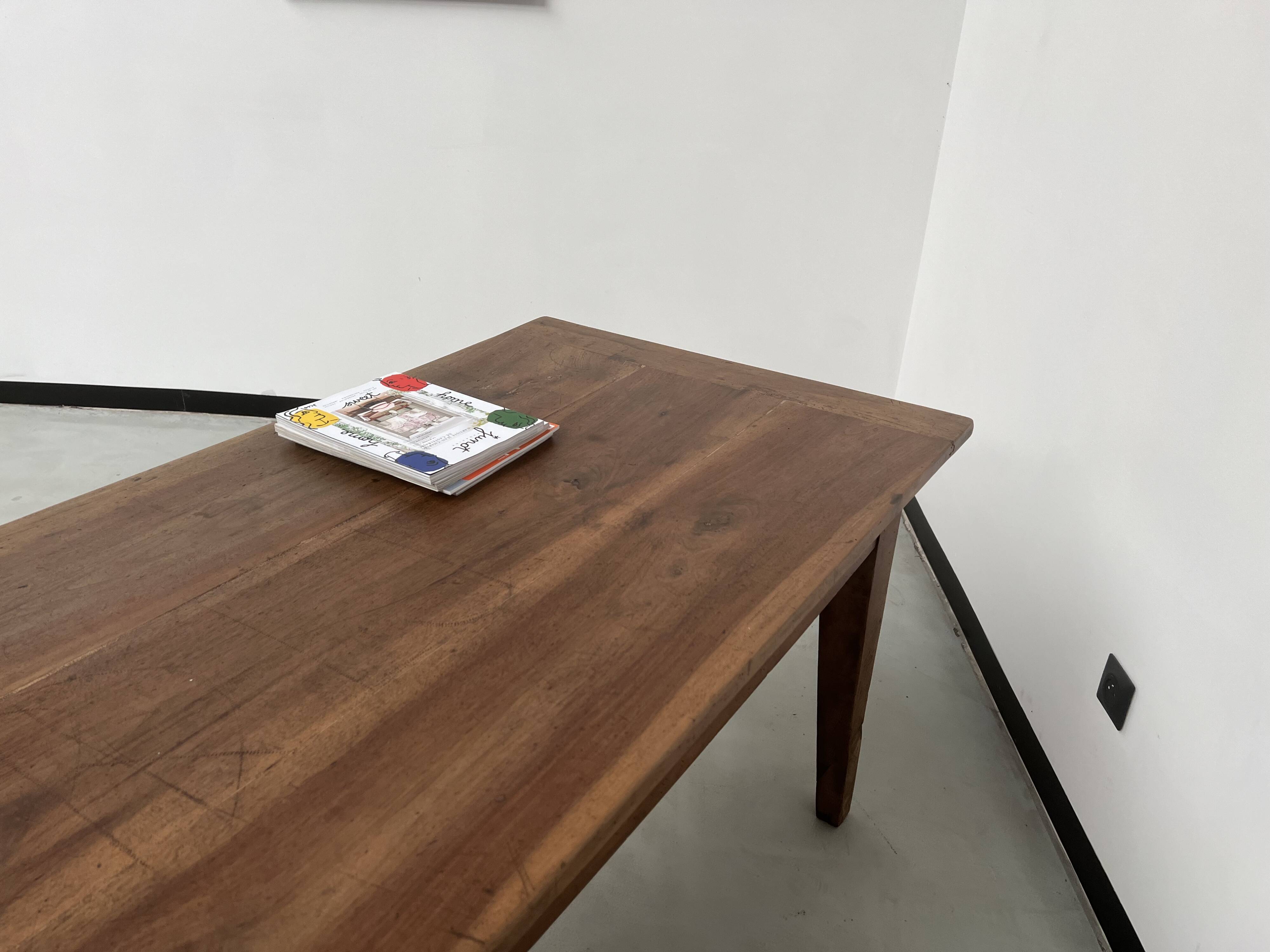 Solid walnut farmhouse table with spindle legs