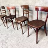 Set of 4 Fischel bistro chairs crocodile model 1930