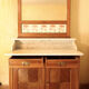 Vintage vanity toilet furniture with marble top.