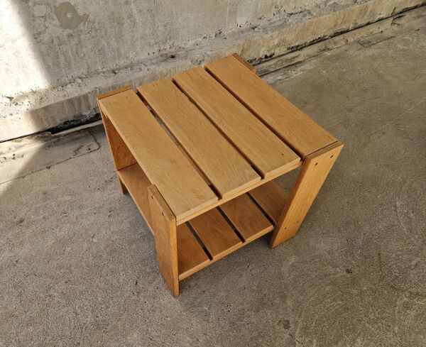 Table d'appoint carrée en chêne, années 1990