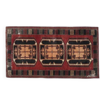 Red Vintage Turkish Oushak Handmade Woven Runner Rug 95x195