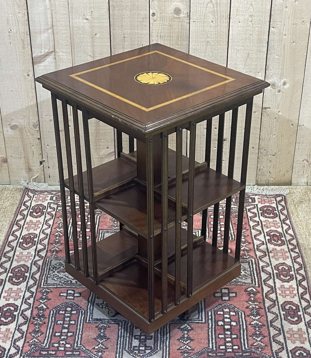 English mahogany revolving library from the 1950s