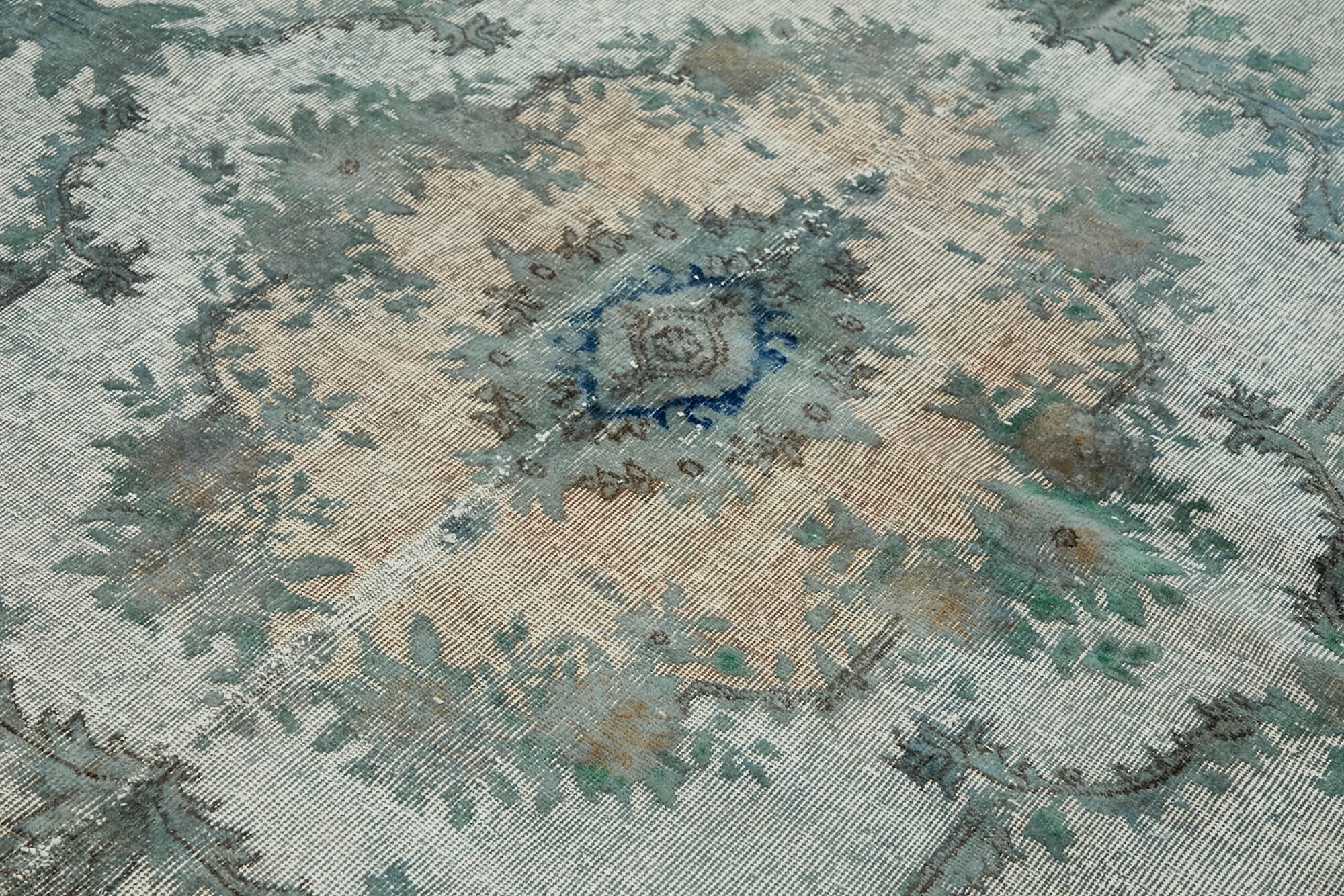 Hand-Knotted Antique Turkish 1970s 220 cm x 310 cm Blue Carpet